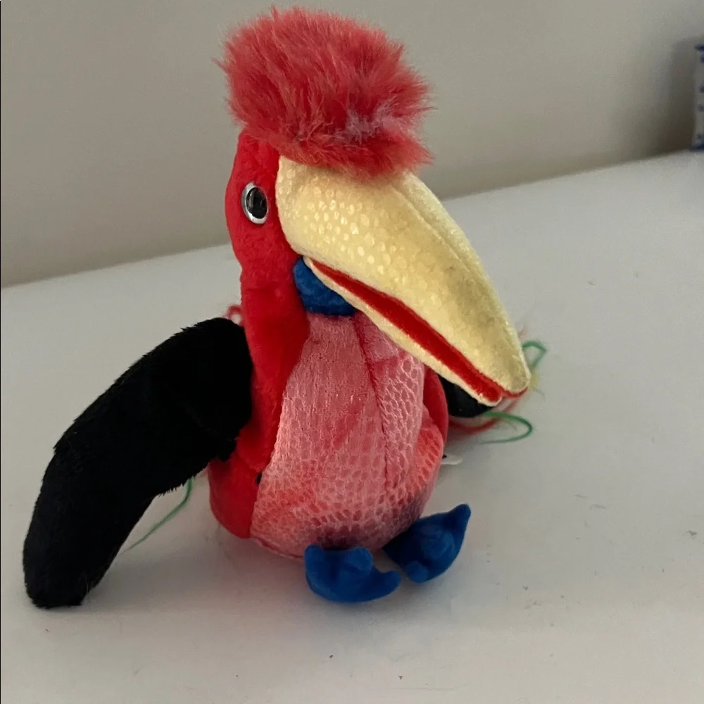 Ty Vibrant Red and Black Toucan Bird Toy